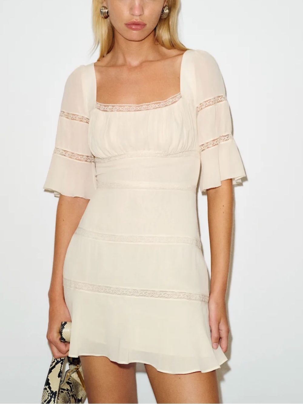 Reformation Claribel Dress sz 10 Cream color  Mini Dress, like new